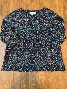 Emily Daniels Black Multi-Color Patterned Top